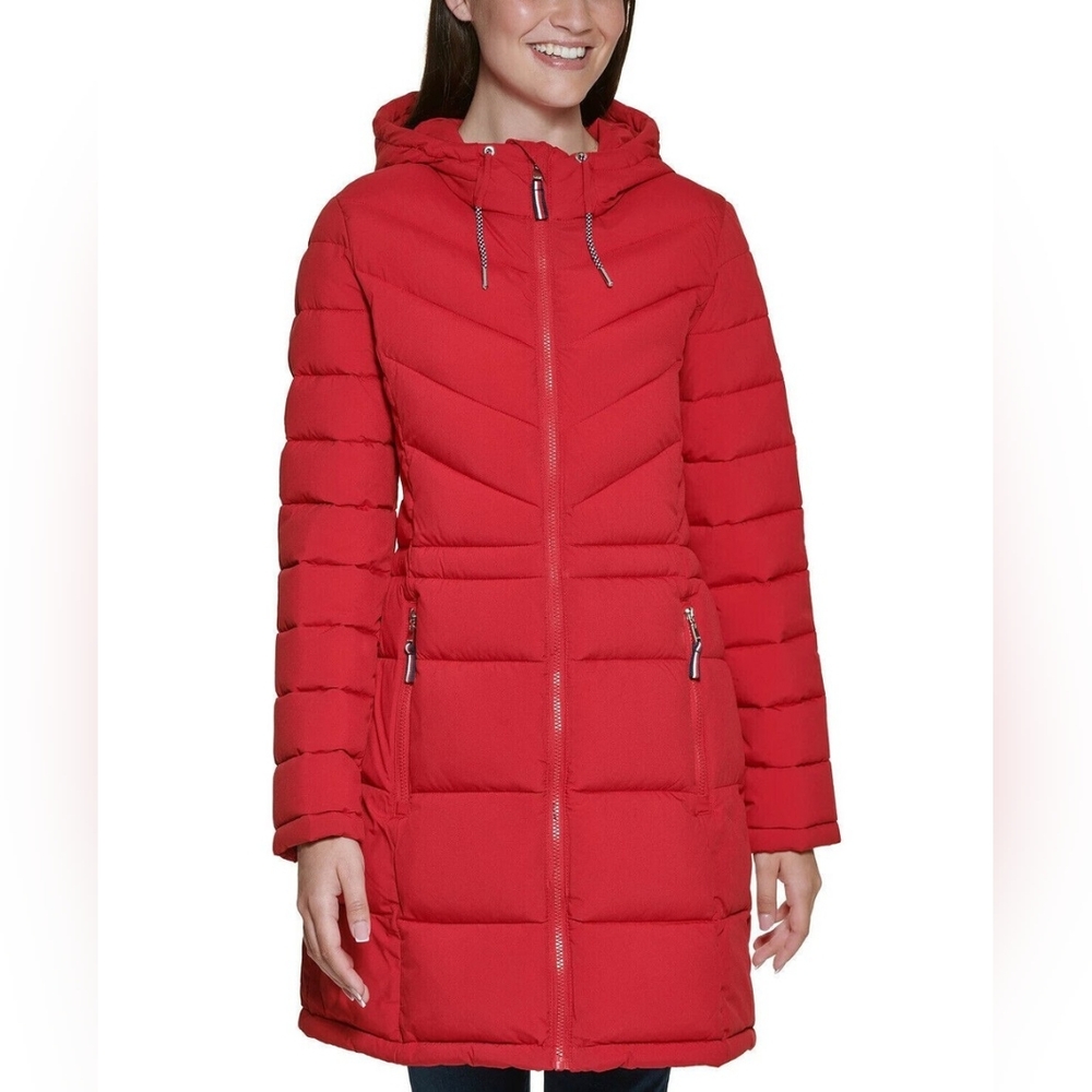 Tommy Hilfiger Women's Red Puffer Jacket